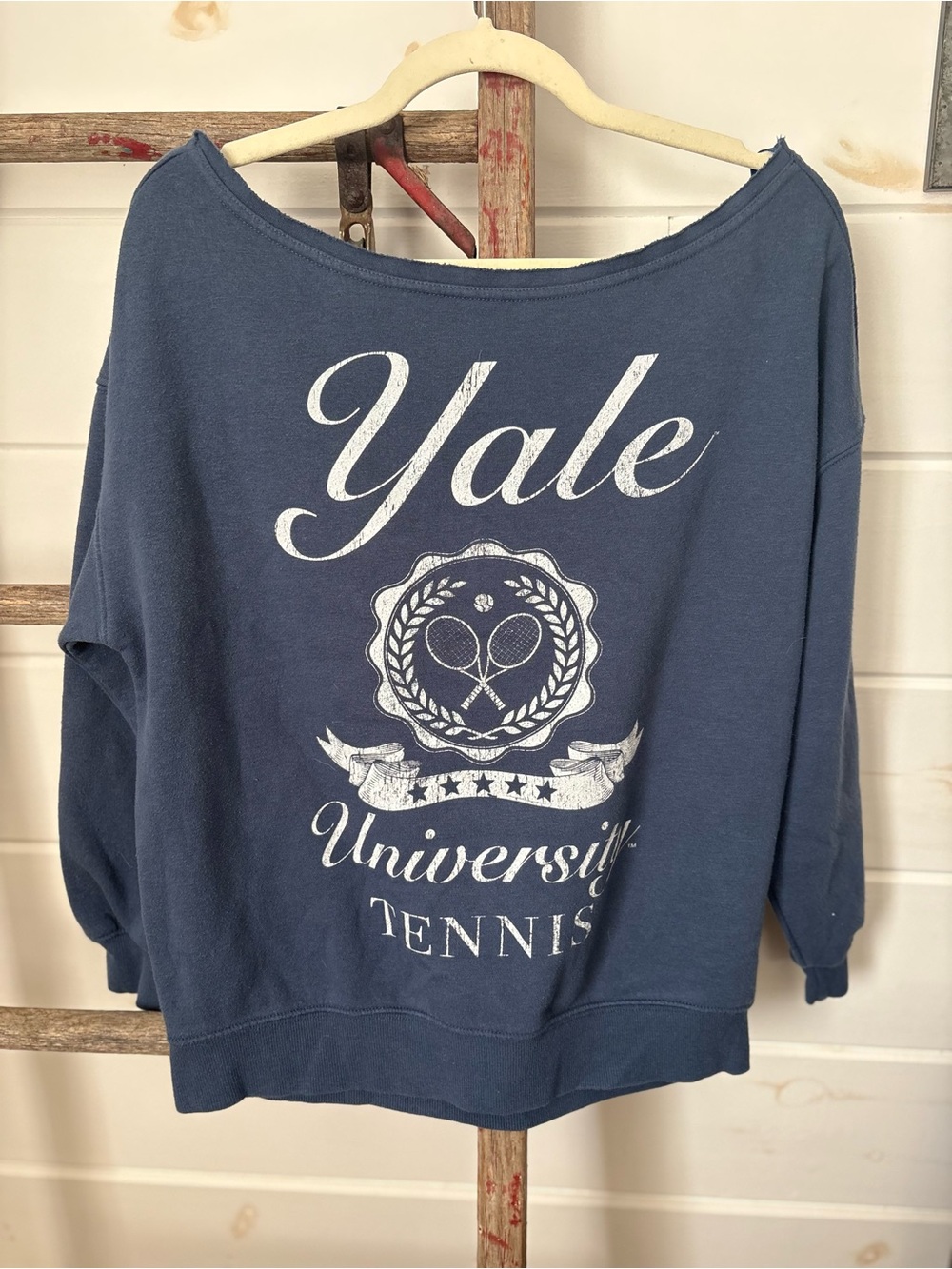 Yale University Navy Off The Shoulder Graphic Sweatshirt - Small